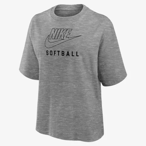 Nike Swoosh женская Softball Boxy футболка цвет серый