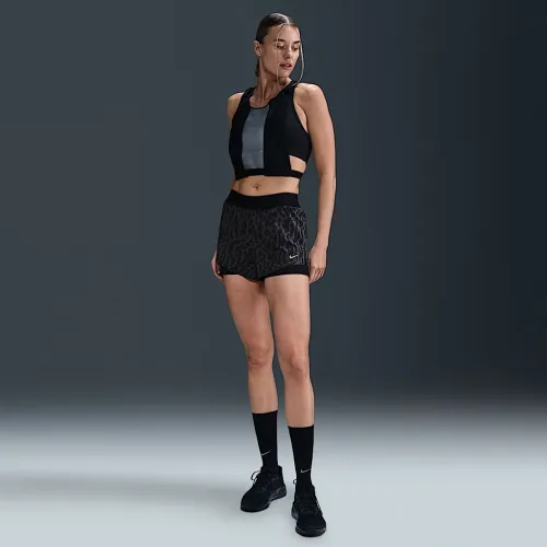 Nike Swift жіноча Dri-FIT Mid-Rise 2-in-1 Printed Running шорти колір чорний
