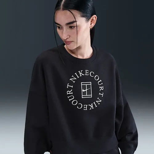 NikeCourt Heritage Phoenix Fleece женская Over-оверсайз Crew-Neck свитшот цвет черный