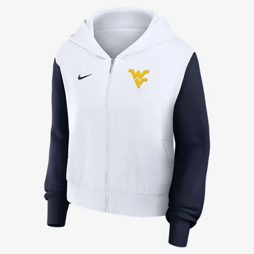 West Virginia Athletic Prep Colorblocked Script Women’s Nike College Full-Zip Толстовка з капюшоном колір білий