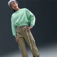 Nike Sportswear Club Fleece Girls' Boxy Crew-Neck свитшот цвет зеленый