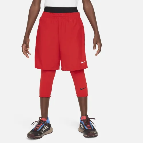 Nike Pro Dri-FIT Big дитячі (для хлопчиків) 3/4-Length Tights колір червоний