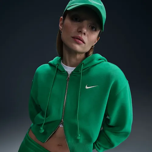 Nike Sportswear Phoenix Fleece жіноча Loose Cropped Full-Zip Толстовка з капюшоном колір зелений