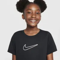 Nike One Fitted Big дитячі (Girls') Dri-FIT Short-Sleeve Top колір чорний