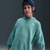 Nike Sportswear Club Fleece Big детские оверсайз Pullover Толстовка с капюшоном цвет зеленый