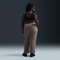 Nike Sportswear Phoenix Fleece женская С высокой Талией Wide-Leg Graphic Pants (большие размеры) цвет коричневый