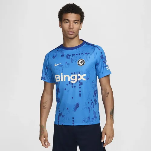Chelsea FC Academy Pro мужские Nike Dri-FIT Soccer Short-Sleeve Pre-Match Top синий