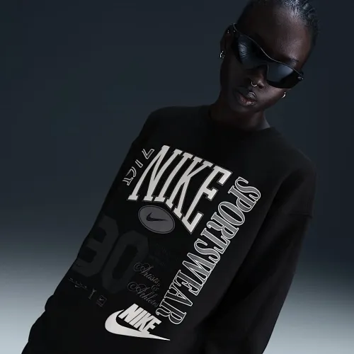 Nike Sportswear женская оверсайз Crew-Neck French Terry свитшот цвет черный