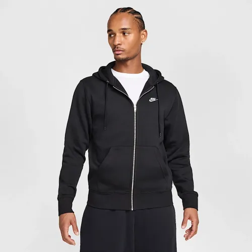 Nike Club мужские Full-Zip Fleece Толстовка с капюшоном цвет черный