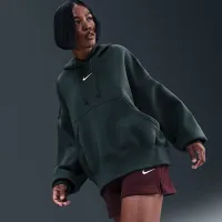Nike Sportswear Phoenix Fleece женская Over-оверсайз Pullover Толстовка с капюшоном цвет зеленый