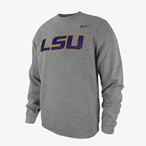 LSU Club Fleece чоловічі Nike College Crew-Neck світшот колір сірий