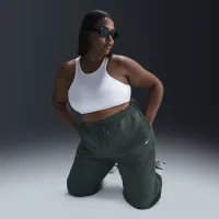 Nike Sportswear Phoenix Fleece женская С высокой Талией оверсайз Sweatpants (большие размеры) цвет зеленый