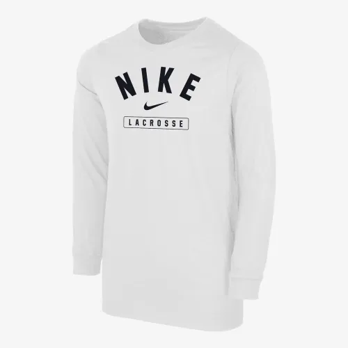 Nike Lacrosse Big детские (для мальчиков) Long-Sleeve футболка цвет белый