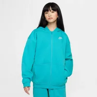 Nike Sportswear Club Fleece Big детские оверсайз Full-Zip Толстовка с капюшоном цвет зеленый
