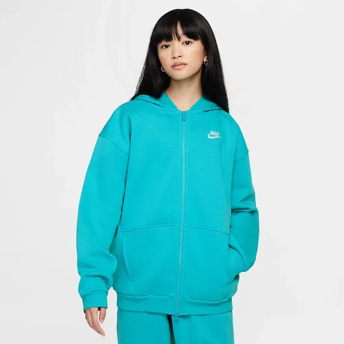 Nike Sportswear Club Fleece Big детские оверсайз Full-Zip Толстовка с капюшоном цвет зеленый