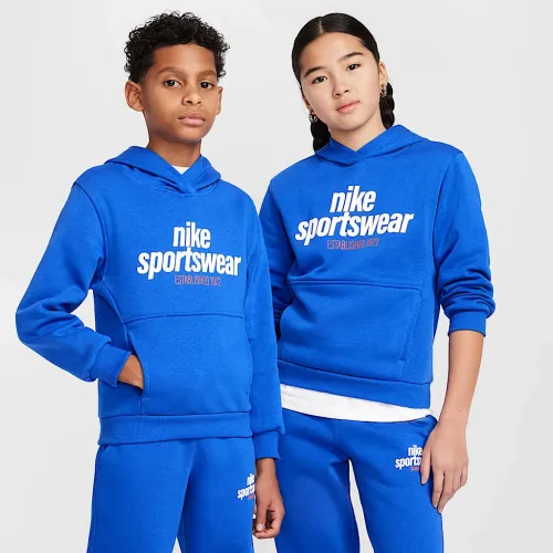 Nike Sportswear Club Fleece Big детские Толстовка с капюшоном синий