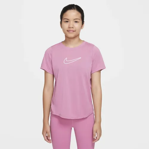 Nike One Fitted Big дитячі (Girls') Dri-FIT Short-Sleeve Top Pink