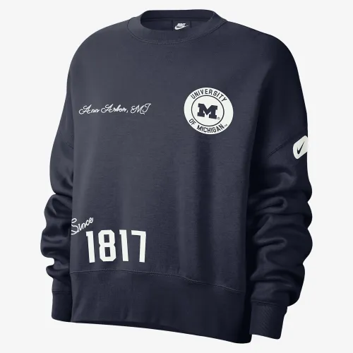 Michigan женская Nike College Crew-Neck свитшот синий
