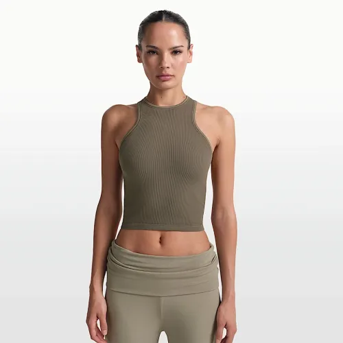 NikeSKIMS Ribbed Seamless женская Racerneck Tank Top цвет коричневый