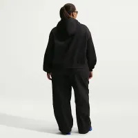 Nike Sportswear Phoenix Fleece женская оверсайз Cropped Henley Толстовка с капюшоном (большие размеры) цвет черный