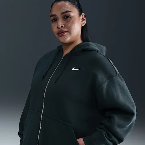 Nike Sportswear Phoenix Fleece женская оверсайз Full-Zip Толстовка с капюшоном (большие размеры) цвет зеленый