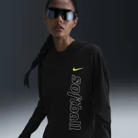 Nike женская Dri-FIT Long-Sleeve Softball Толстовка с капюшоном цвет черный