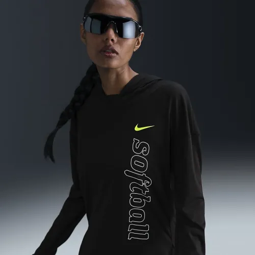 Nike женская Dri-FIT Long-Sleeve Softball Толстовка с капюшоном цвет черный