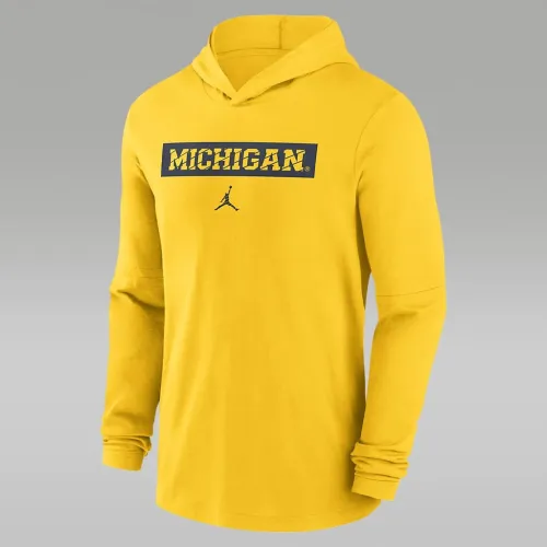 Michigan Wolverines Sideline мужские Nike Dri-FIT College Long-Sleeve Hooded Top Yellow