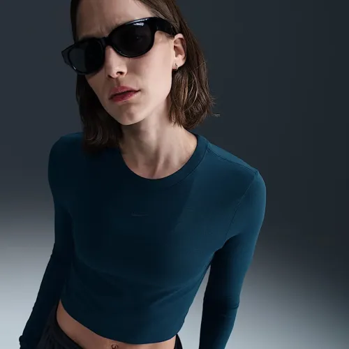 Nike Sportswear Chill Knit женская Slim Long-Sleeve Cropped Top синий