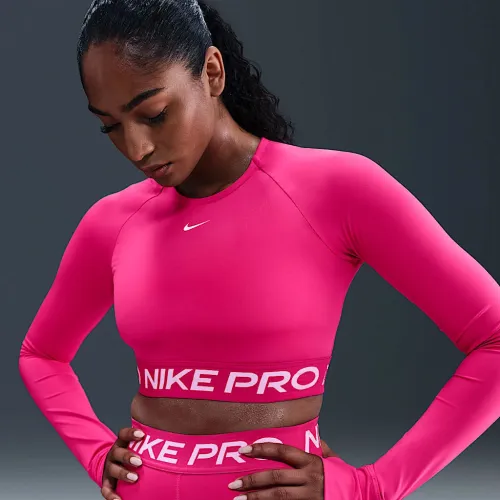 Nike Pro жіноча Dri-FIT Cropped Long-Sleeve Top Pink