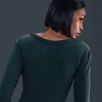 Nike Sportswear Chill Knit женская Tight Long-Sleeve Midi Mini-Rib Костюм цвет зеленый