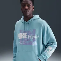 Nike Club мужские оверсайз French Terry Pullover Толстовка с капюшоном синий