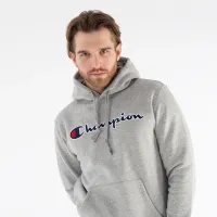 Кофта/футболка Champion Script Logo Embroidery Fleece Толстовка с капюшоном 217858-EM031 - Серая