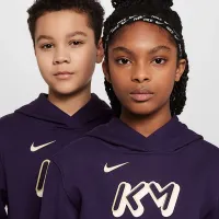 Nike Kylian Mbappé Club Fleece Big детские Soccer Толстовка с капюшоном цвет фиолетовый