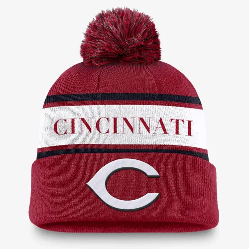 Cincinnati колір червонийs Team Stripe Peak чоловічі Nike MLB Cuffed Pom Beanie колір червоний