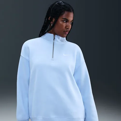 Nike Sportswear Phoenix Fleece женская оверсайз 1/4-Zip Long свитшот синий
