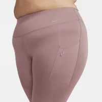 Nike Go женская Firm-Support С высокой Талией 7/8 лосины с карманами(большие размеры) цвет фиолетовый