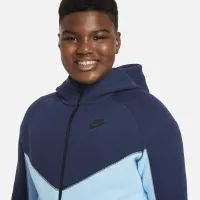 Nike Sportswear Tech Fleece Big детские (для мальчиков) Full-Zip Толстовка с капюшоном (Extended Size) синий