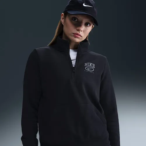 Nike Sportswear Club Fleece жіноча Mock-Neck 1/2-Zip Graphic Top колір чорний