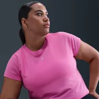 Nike Sportswear Chill Knit жіноча Cropped футболка (великі розміри) Pink