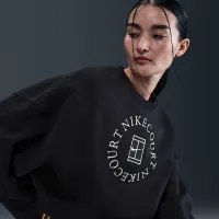 NikeCourt Heritage Phoenix Fleece женская Over-оверсайз Crew-Neck свитшот цвет черный