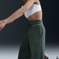 Nike Sportswear Phoenix Plush женская С высокой Талией Wide-Leg Cozy Fleece Pants цвет зеленый