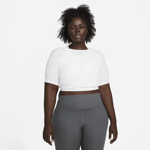 Nike Dri-FIT One Luxe женская Twist Cropped Short-Sleeve Top (большие размеры) цвет белый