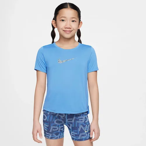 Nike One Classic Big дитячі (Girls') Dri-FIT Top блакитний
