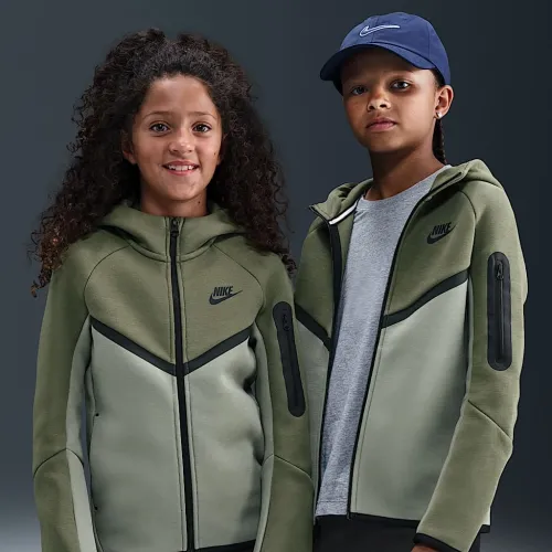 Nike Sportswear Tech Fleece Big детские Full-Zip Толстовка с капюшоном цвет зеленый