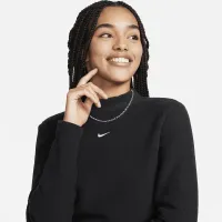 Nike Sportswear Phoenix Plush женская Slim Mock-Neck Long-Sleeve Cropped Cozy Fleece Top цвет черный