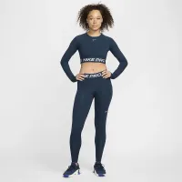 Nike Pro женская Mid-Rise Mesh-Paneled лосины синий