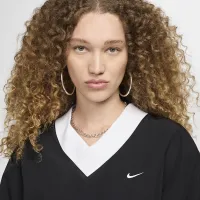 Nike Sportswear Essential женская Loose UV Woven Long-Sleeve V-Neck Top цвет черный