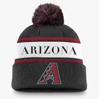 Arizona Diamondbacks Team Stripe Peak мужские Nike MLB Cuffed Pom Beanie цвет черный