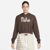 Nike Sportswear Club Fleece женская оверсайз Cropped Толстовка с капюшоном цвет коричневый